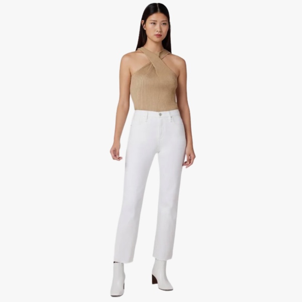 Hudson 97% Cotton Remi Straight Cropped High-Rise Raw-Hem Women’s Jeans - 25